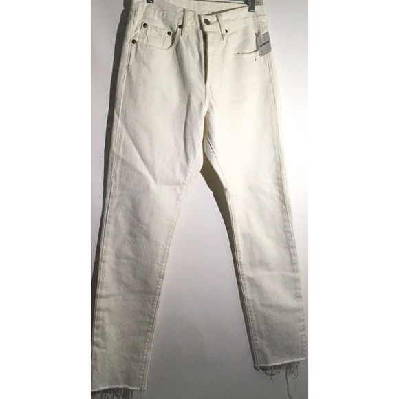 Levi's 501 Free People Women's Size 26 x 28 Skinny Jeans Snow White Denim Pants - Picture 1 of 8